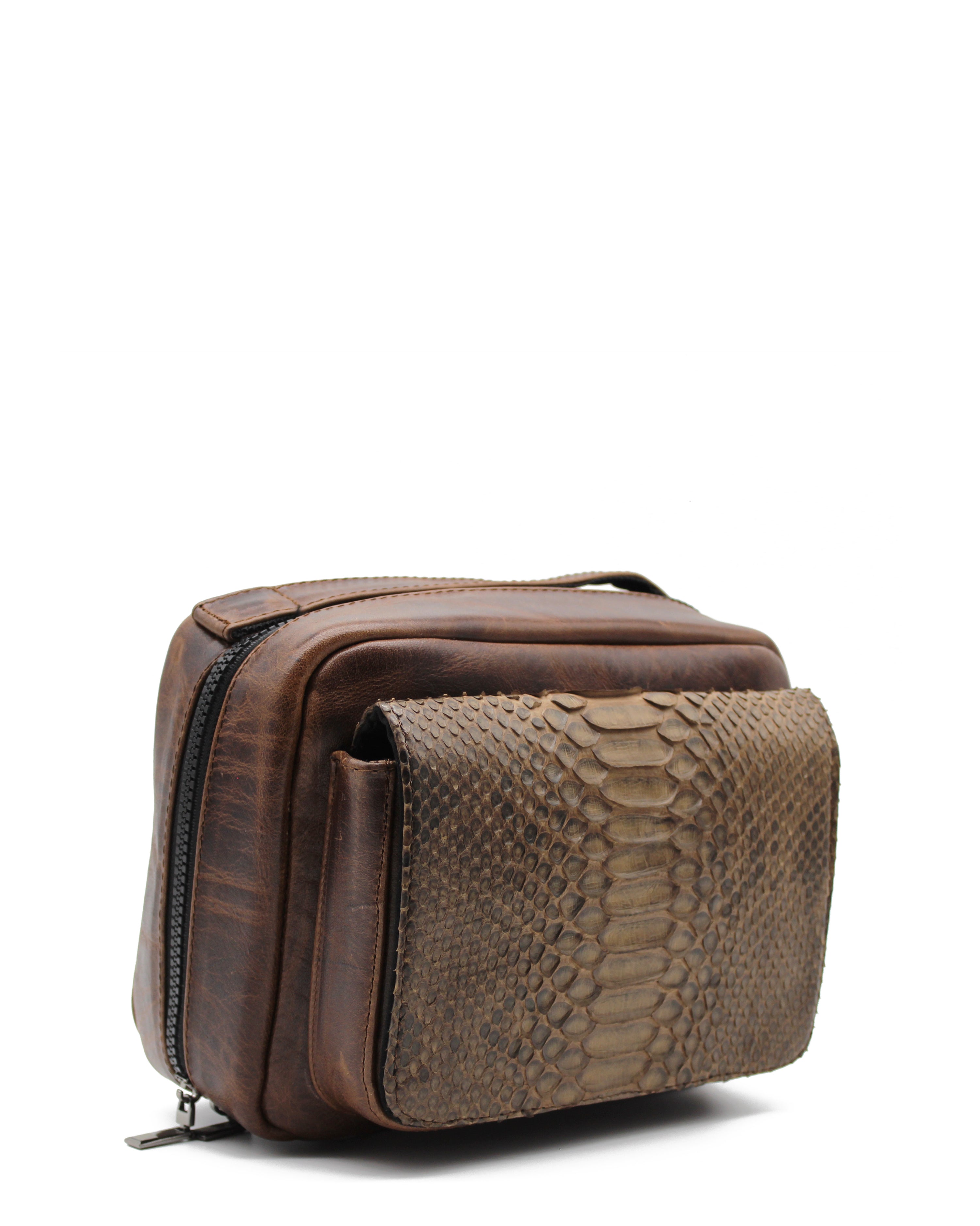 Crossbody Tule Pitón Cognac