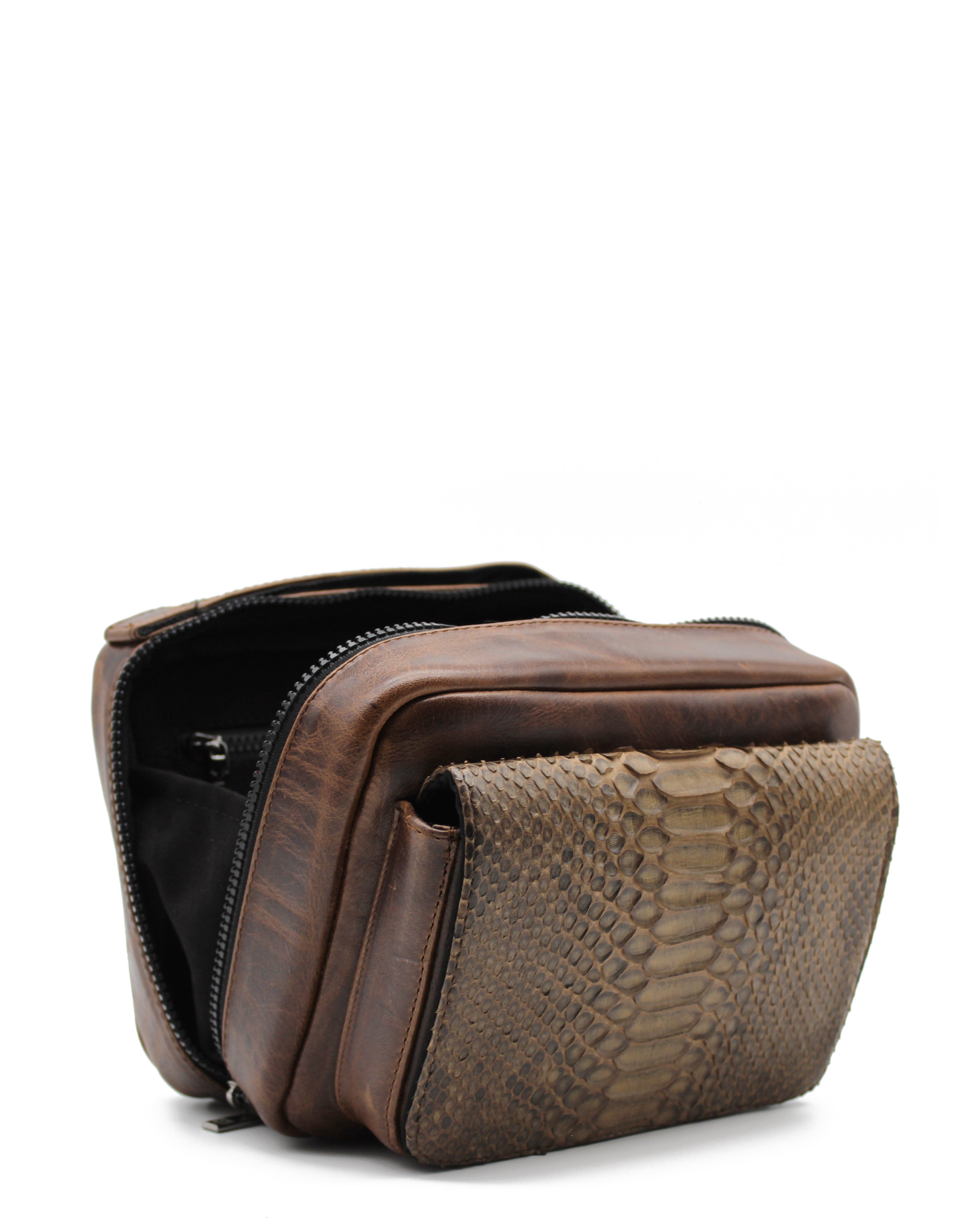 Crossbody Tule Pitón Cognac