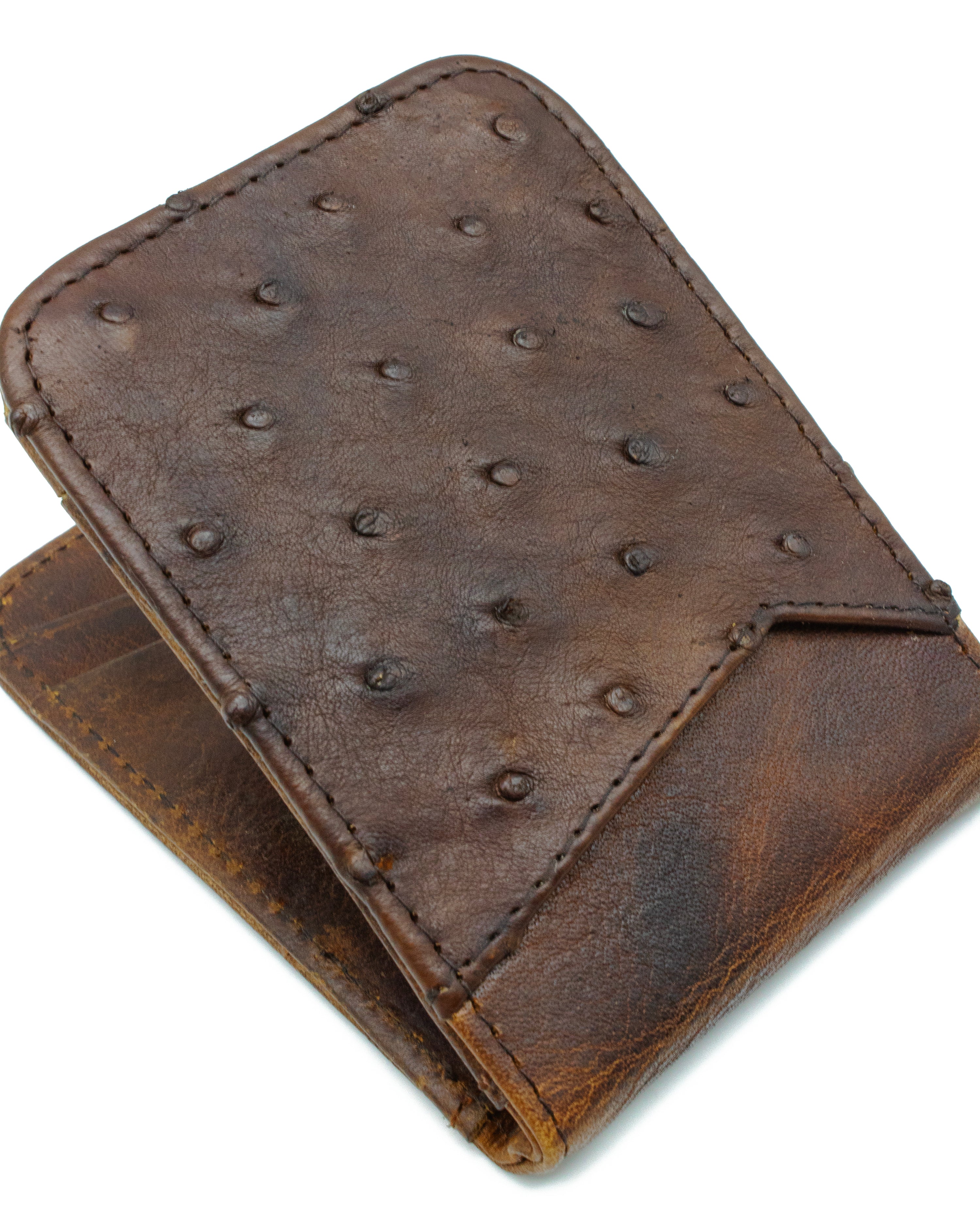 Cartera Clip Avestruz Café