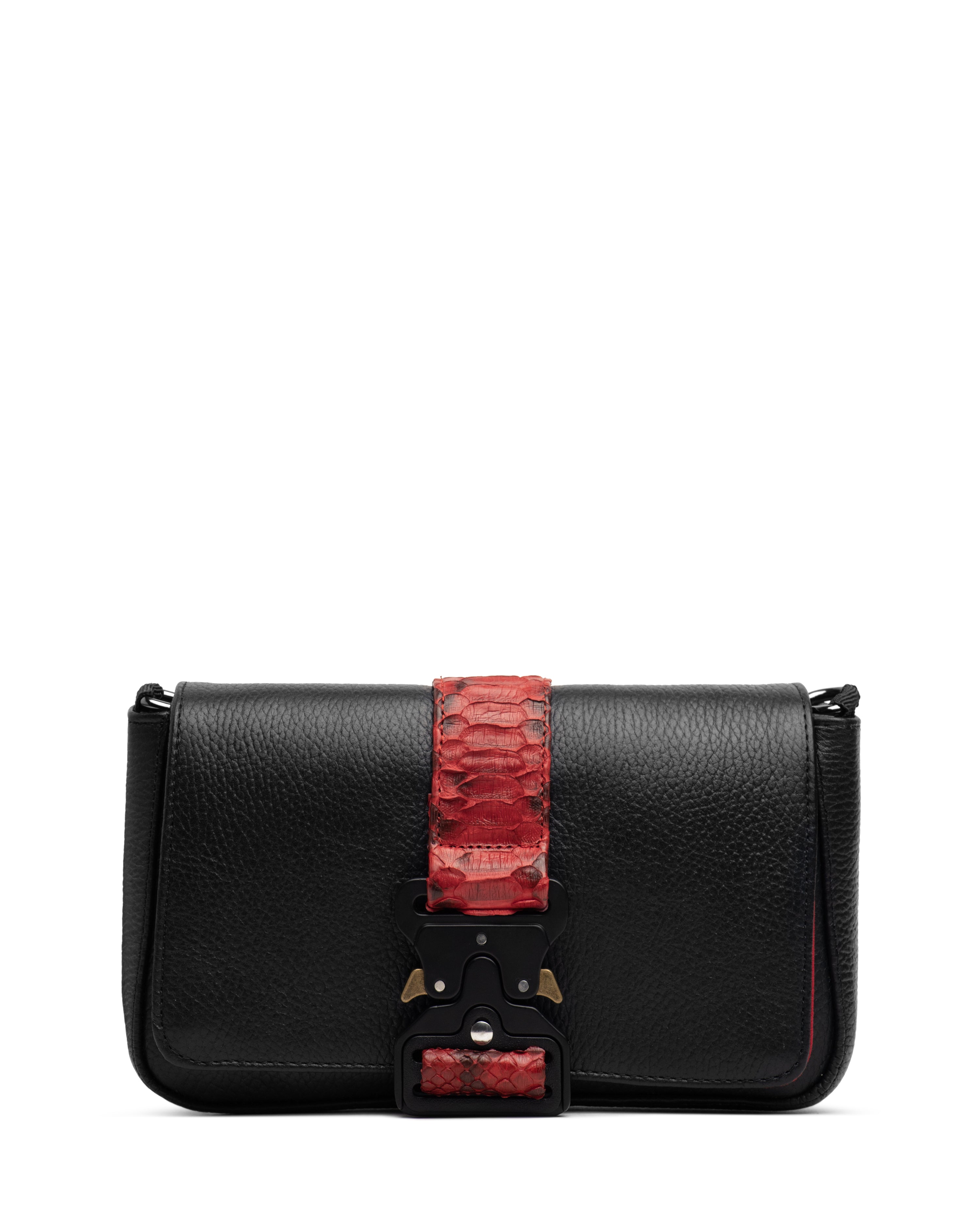 Crossbody Encino Negro Pitón Rojo