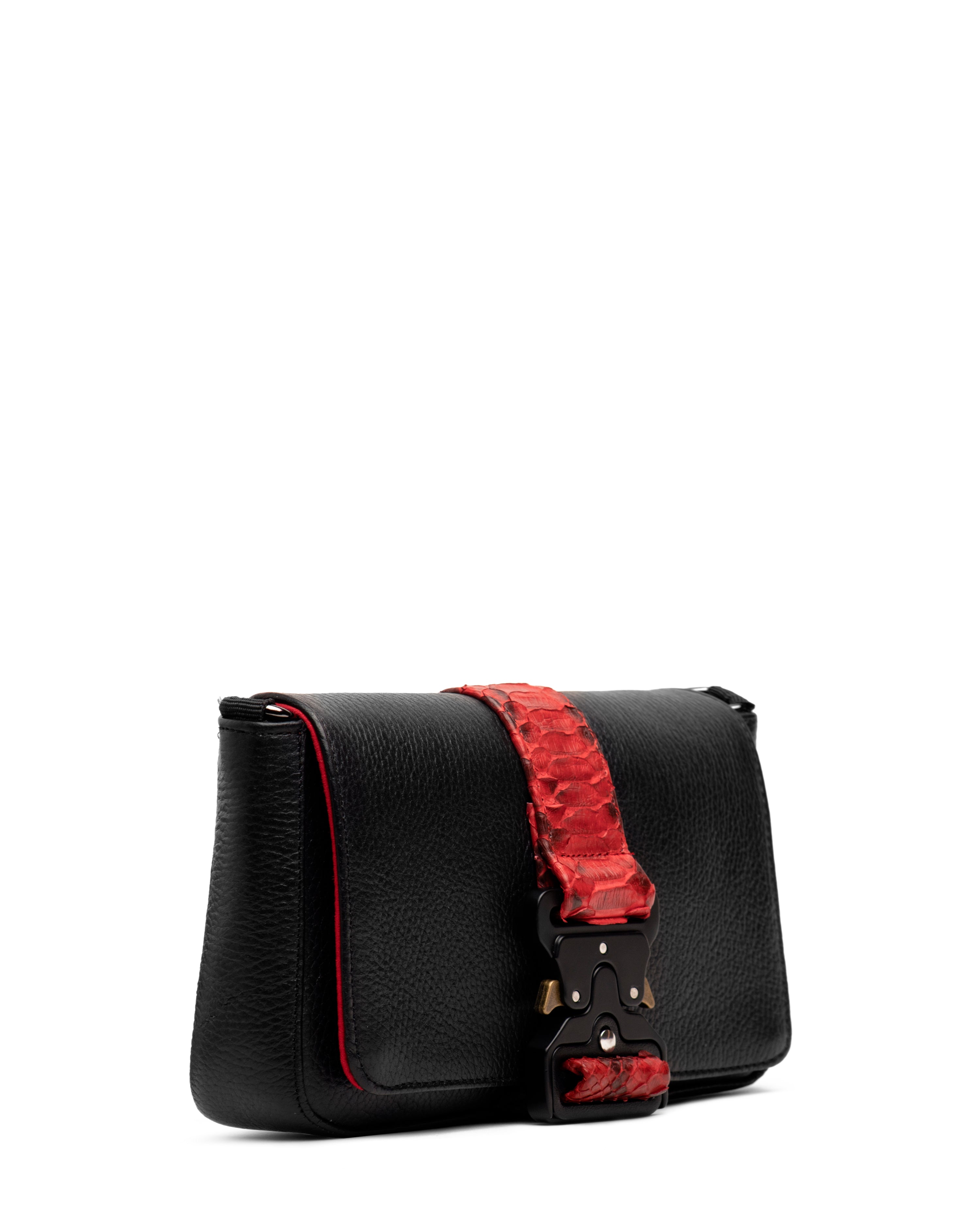 Crossbody Encino Negro Pitón Rojo