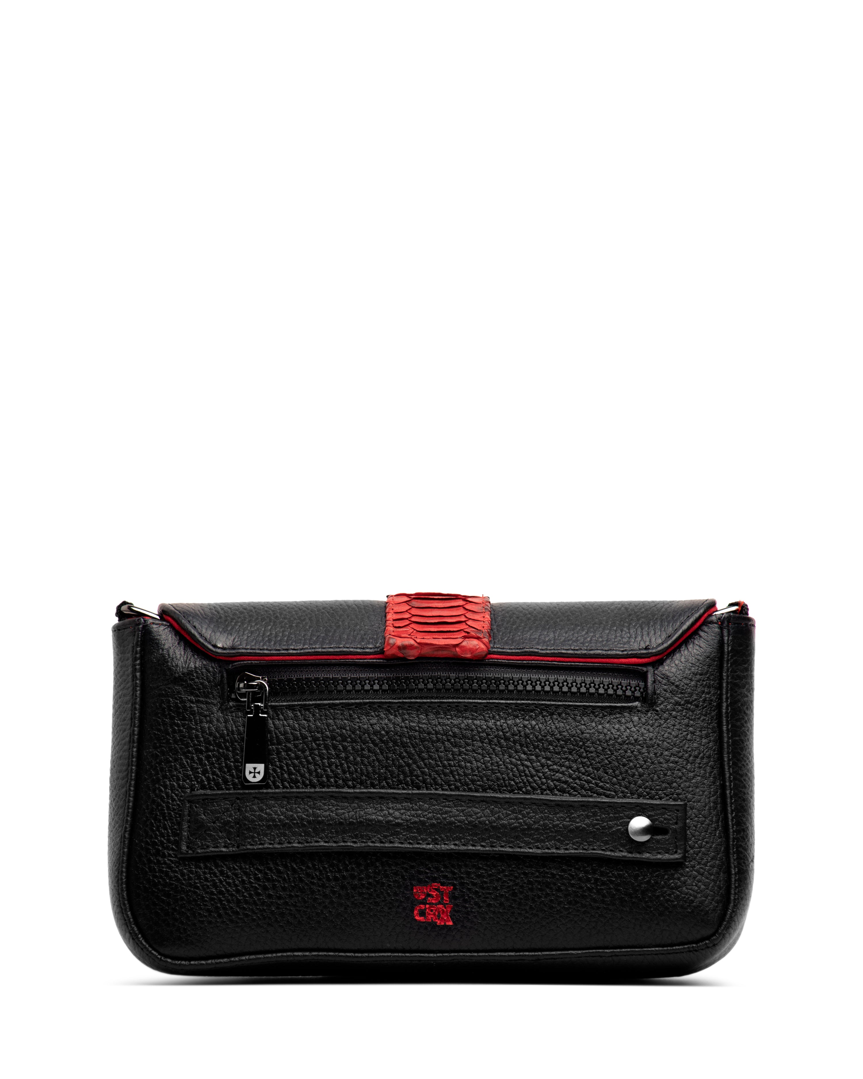 Crossbody Encino Negro Pitón Rojo